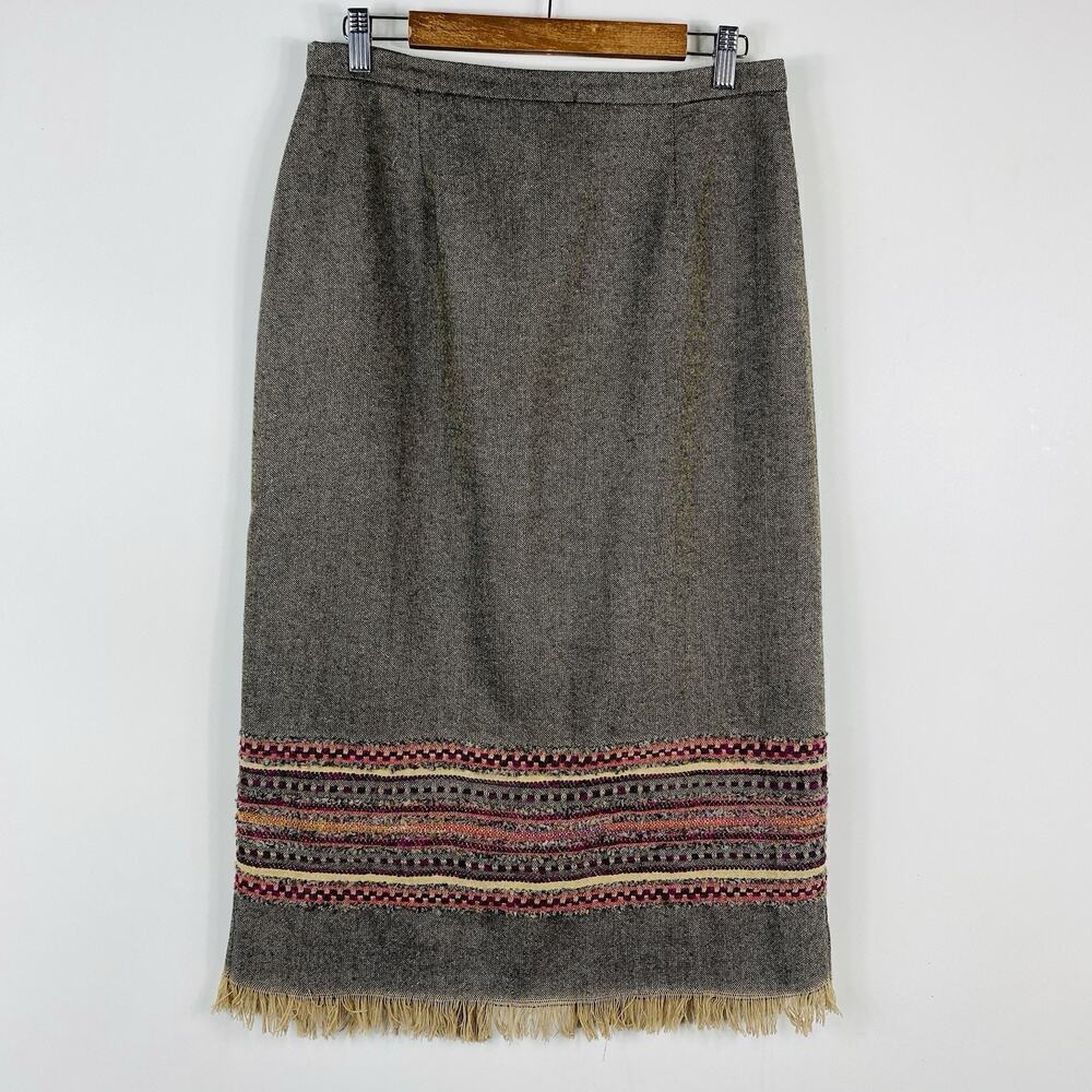 Sag Harbor Size 12 Petite Fringe Trim Wool Blend Skirt
